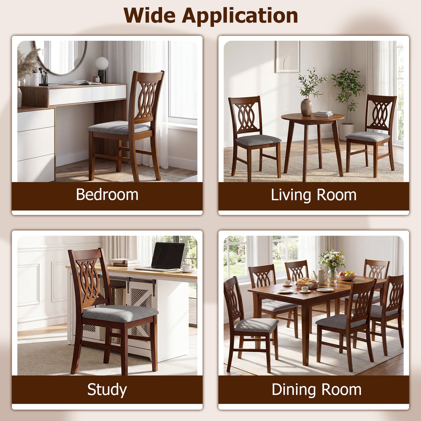 Set of 2 Dining Chairs with Padded Seat, Walnut Dining Chairs at Gallery Canada
