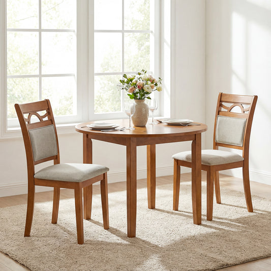 Set of 2 Dining Chairs, Rubber Wood Frame Dining Chairs Brown at Gallery Canada