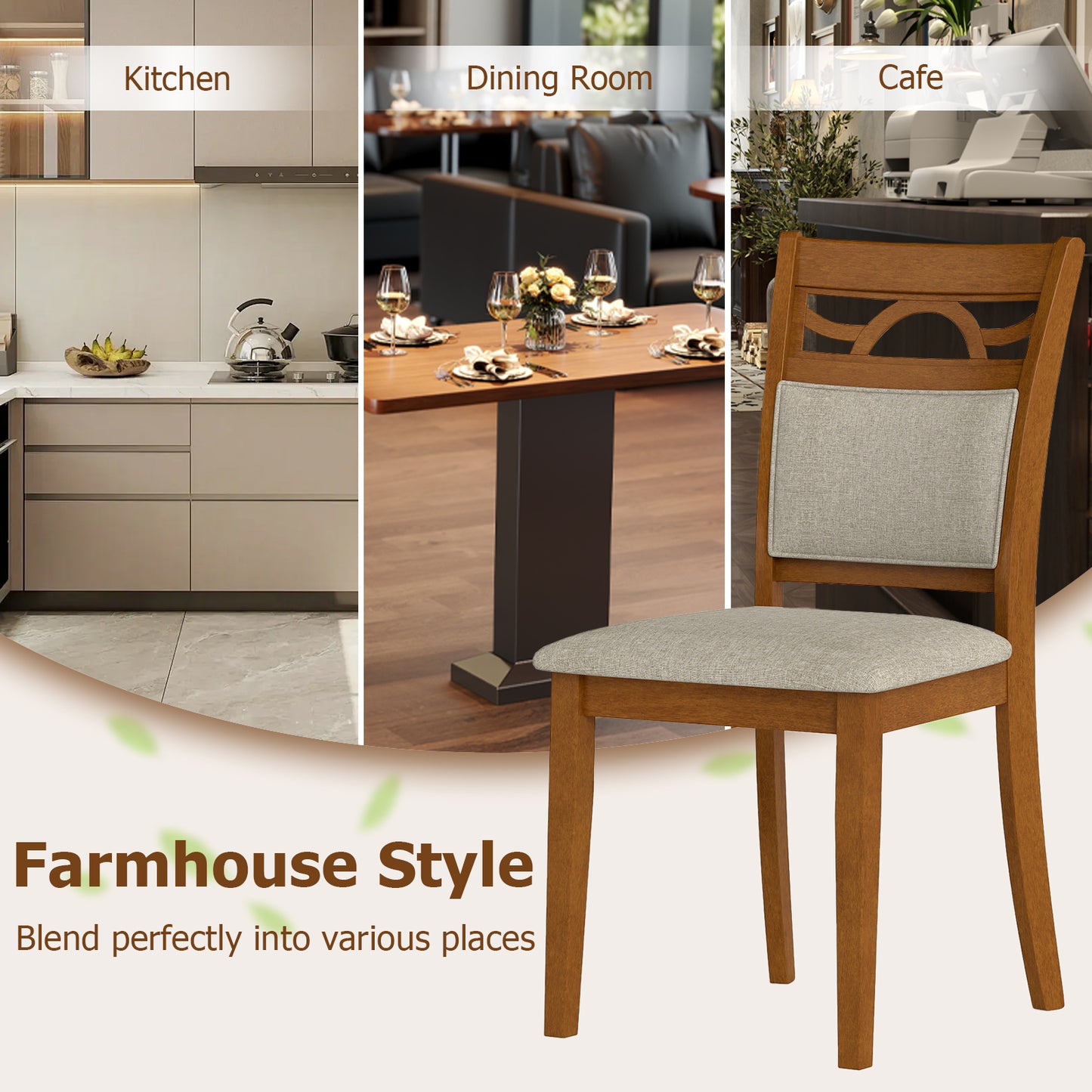 Set of 2 Dining Chairs, Rubber Wood Frame Dining Chairs at Gallery Canada