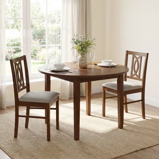 Dining Chairs Set of 2, Rubber Wood, Hollowed Backrest, Walnut Dining Chairs Walnut at Gallery Canada