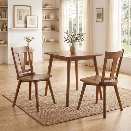 Dining Chairs Set of 2, Solid Wood Backrest, Walnut Dining Chairs Walnut at Gallery Canada
