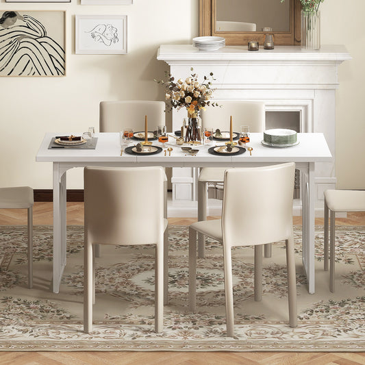 Dining Table for 6-8 People 63 Inch Rectangular Farmhouse Kitchen Table, White Dining Tables White at Gallery Canada
