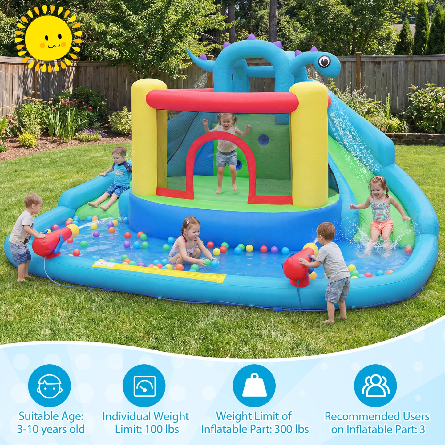 Kids Inflatable Bounce House Water Slide Park, Multicolor Inflatable Water Slides at Gallery Canada