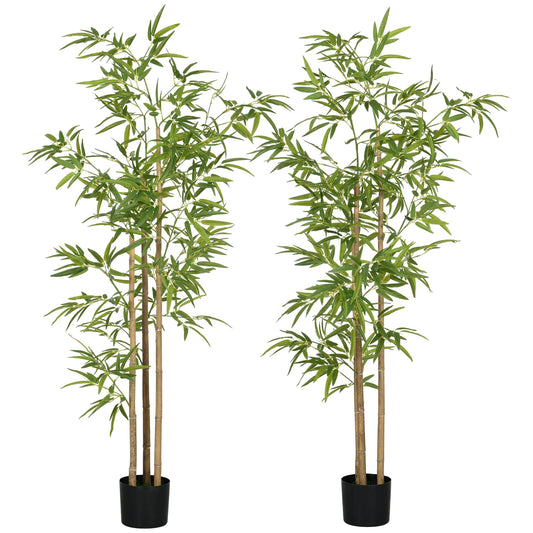 Set of 2 6ft Artificial Tree, Indoor Fake Bamboo with Pot, for Home Office Living Room Decor - Gallery Canada