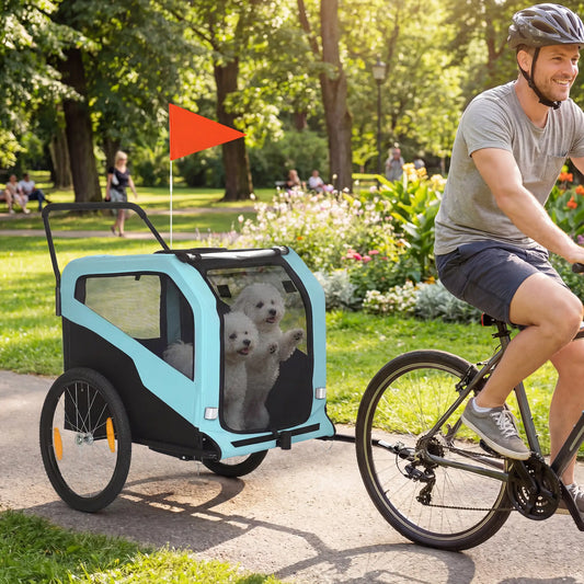 2-in-1 Dog Bike Trailer, Pet Stroller, Large, Quick-Release Wheels, Blue Dog Bike Trailers & Strollers Light Blue at Gallery Canada