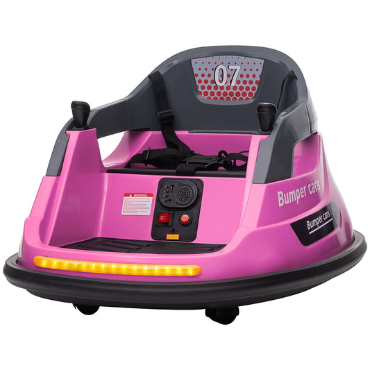 Bumper Car 12V 360° Rotation Electric Car for Kids, with Remote, Safety Belt, Lights, Music, for 1.5-5 Years Old, Pink at Gallery Canada