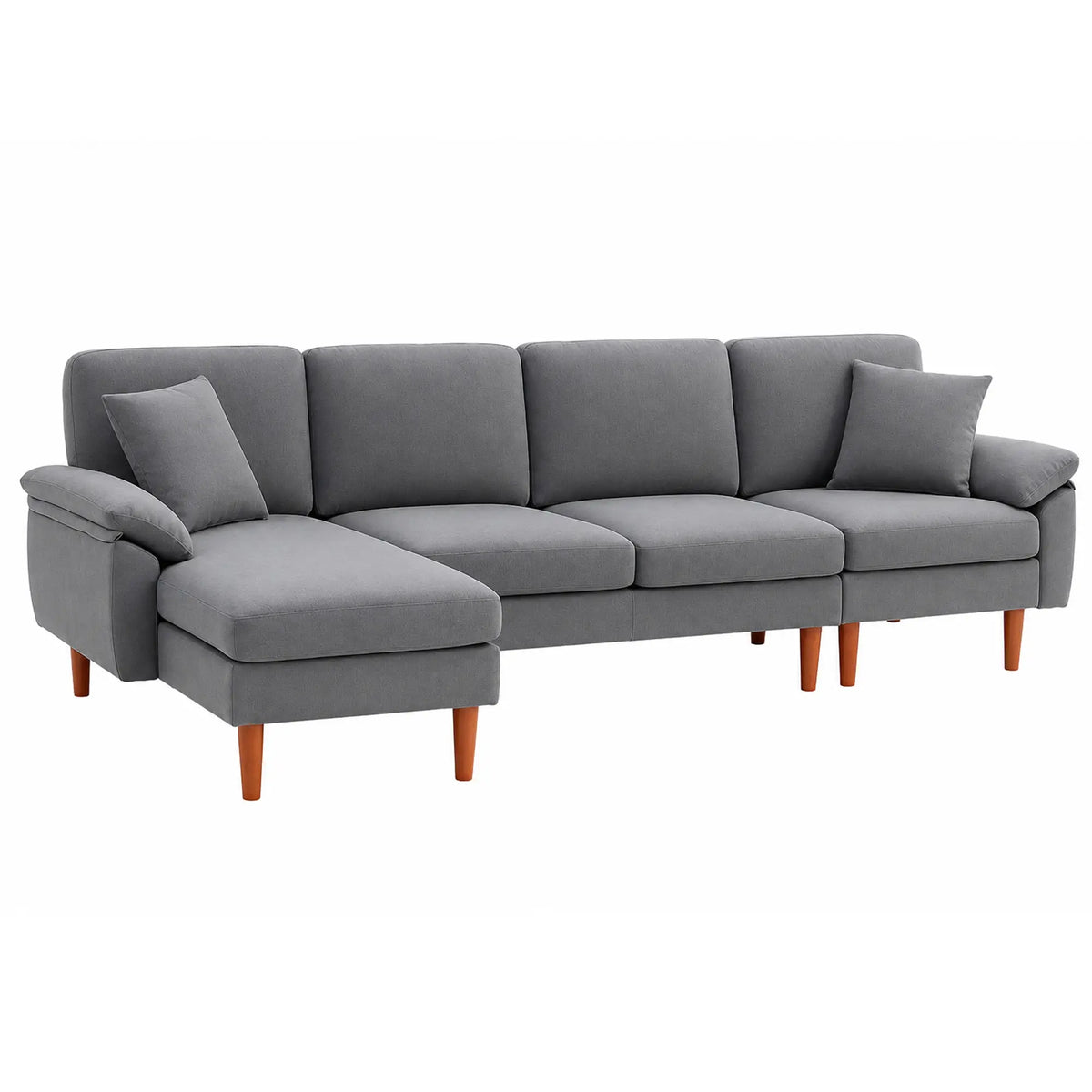 L-Shape Sofa, Modern Sectional Couch with Chaise Lounge, Dark Grey 3-Seater Sofas at Gallery Canada