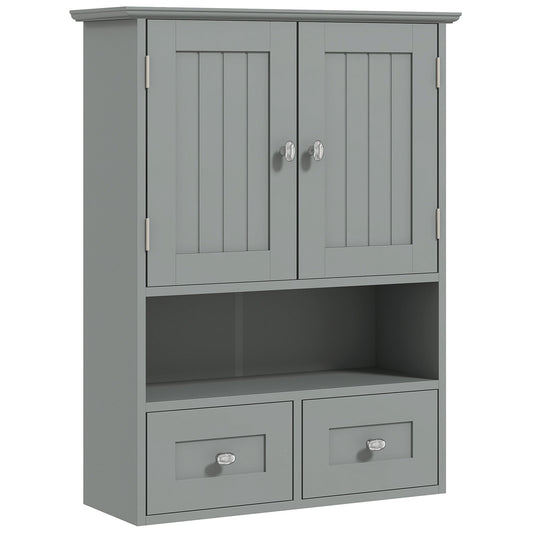 Bathroom Wall Cabinet, Medicine Cabinet, Over Toilet Storage Cabinet with Shelf and Drawers for Hallway, Living Room, Grey - Gallery Canada