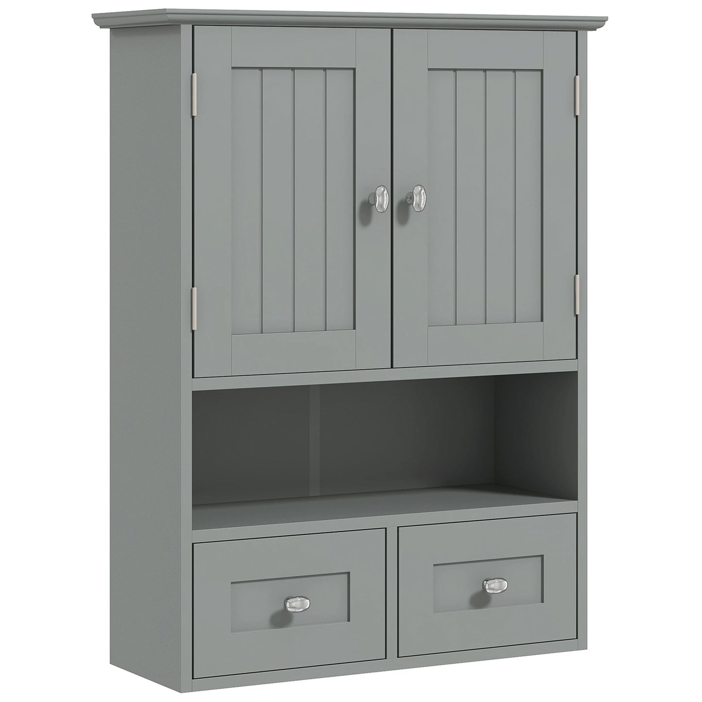 Armoire de salle de bain, Armoire à pharmacie, Rangement au-dessus des toilettes, Gris