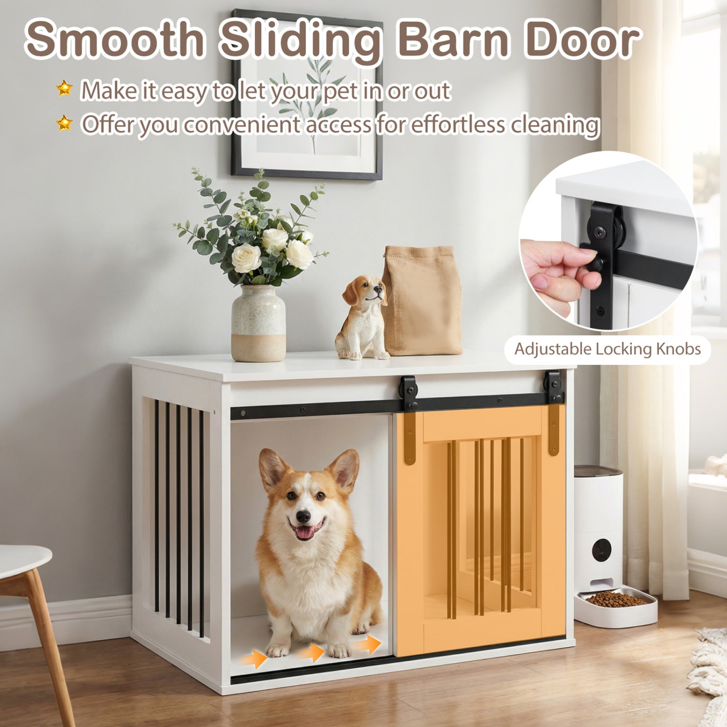 Heavy Duty Dog Crate Furniture Sliding Barn Door, White Dog Kennels at Gallery Canada