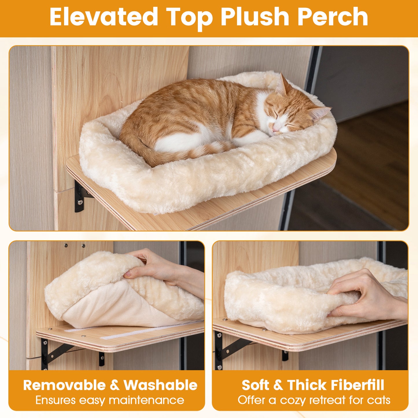 Door Hanging Cat Climber 4-level Height Adjustable with Plush Bed, Beige Cat Trees Condos & Scratchers at Gallery Canada