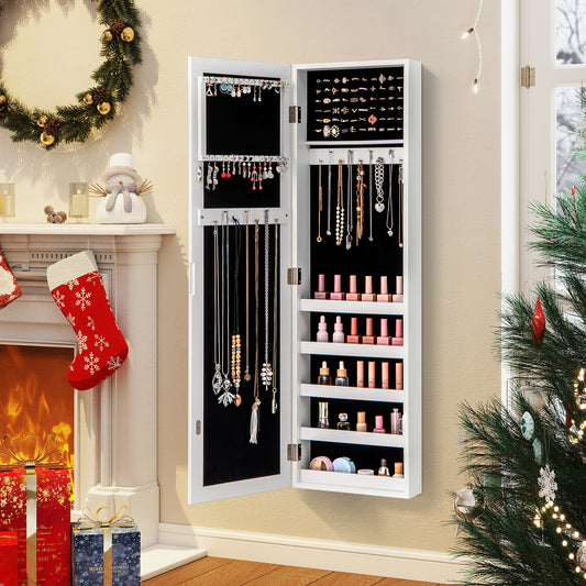 Door Wall Mounted Armoire Jewelry Cabinet, Full Length Mirror, White Jewelry Armoires White at Gallery Canada
