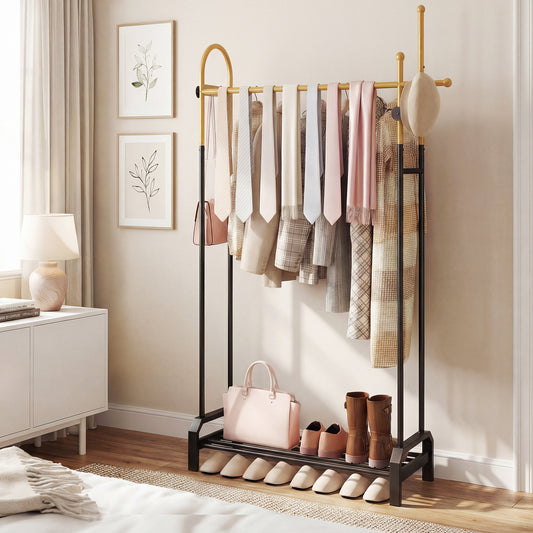 Double Rods Garment Rack, Gold Clothing & Closet Storage Gold at Gallery Canada