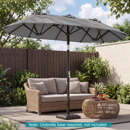 Double-Sided Patio Umbrella With Push Tilt, Gray Outdoor Umbrellas Gray at Gallery Canada