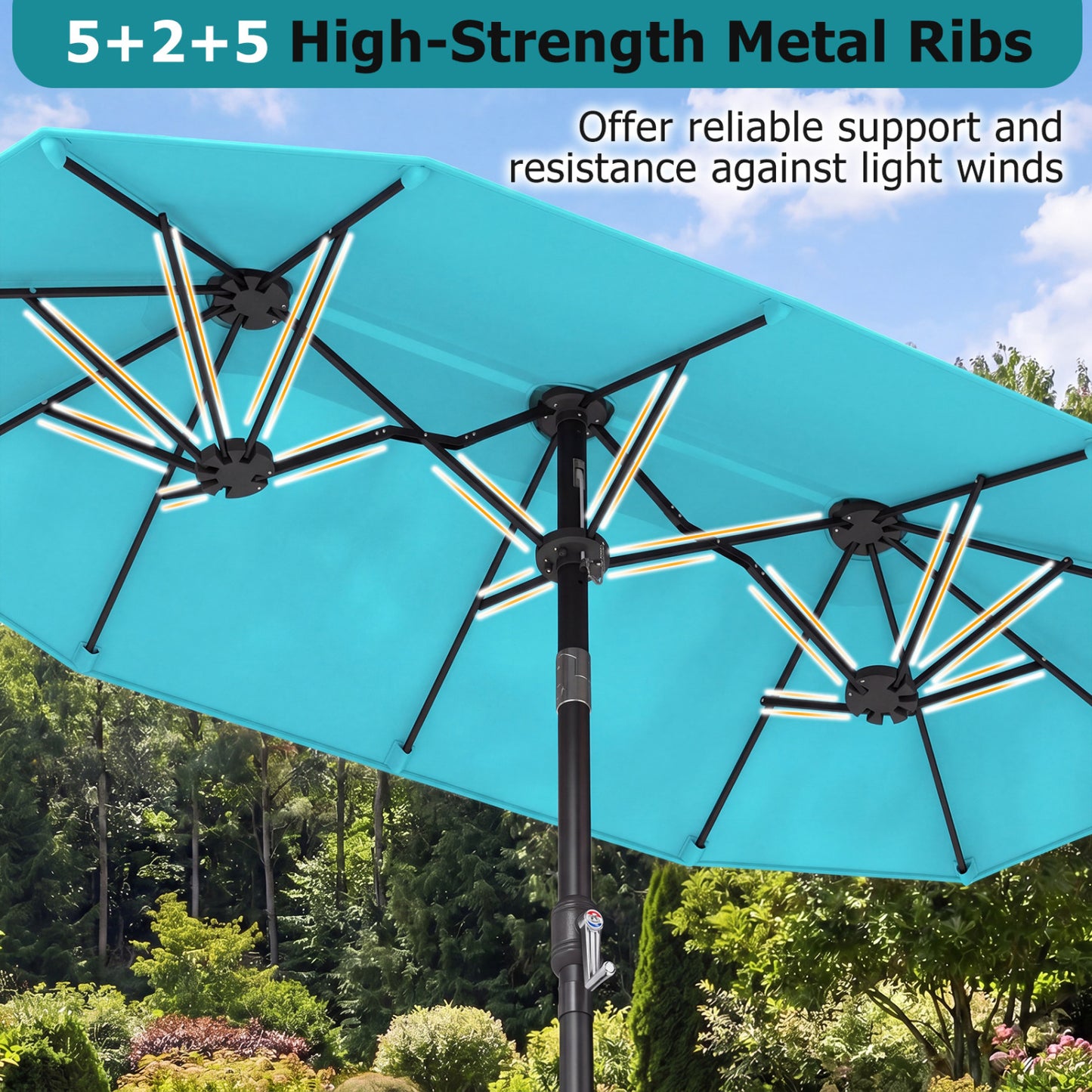 Double-Sided Patio Umbrella, Turquoise Outdoor Umbrellas at Gallery Canada