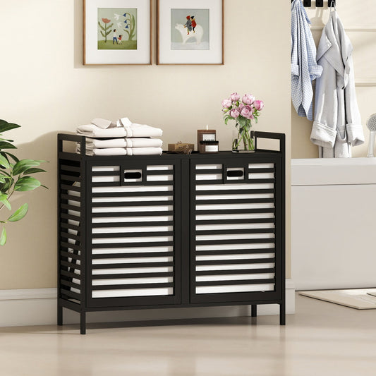 Double Tilt-out Laundry Hamper, 2 Removable Bins, Black Laundry Baskets Black at Gallery Canada