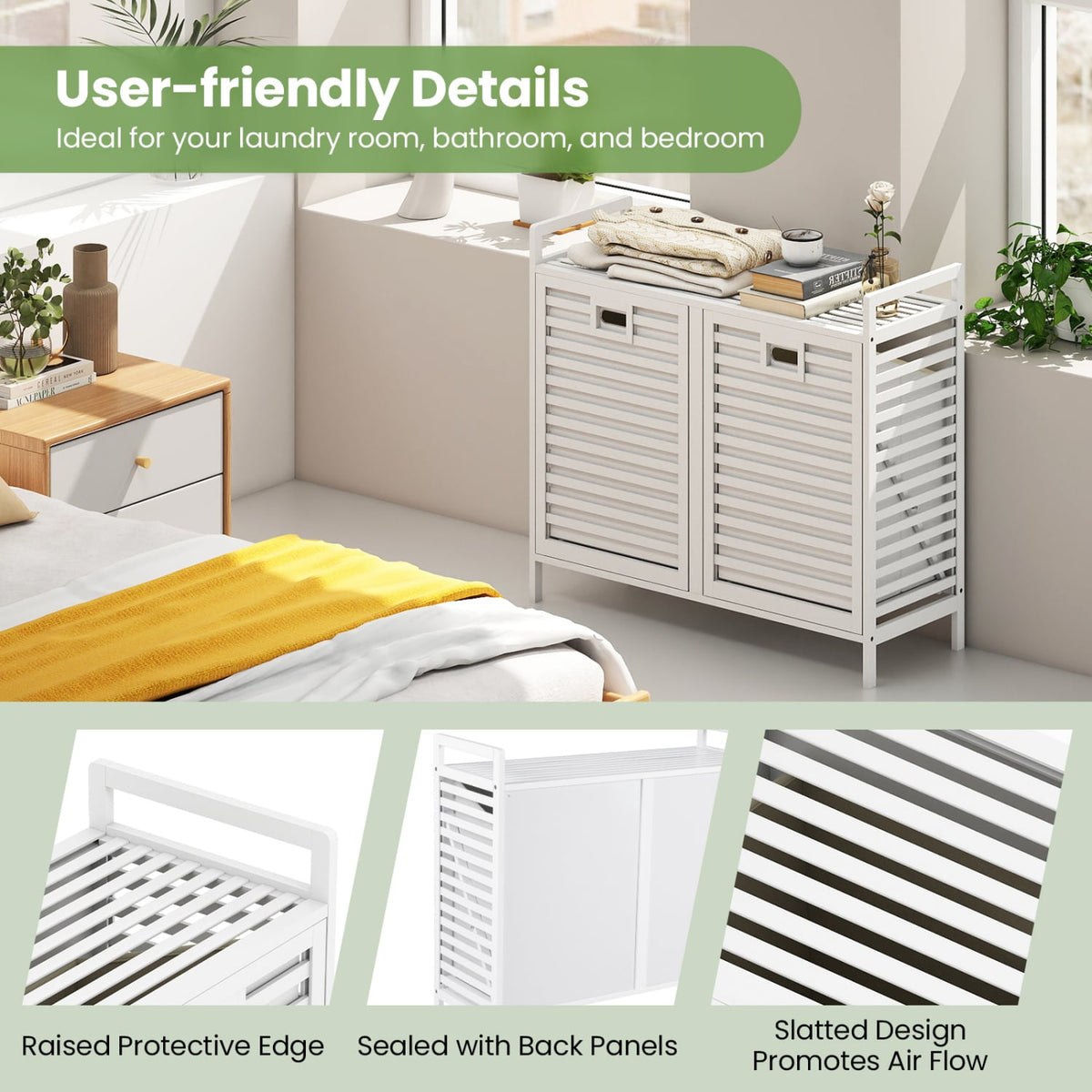 2-Bin Tilt-Out Laundry Hamper, White Laundry Baskets at Gallery Canada