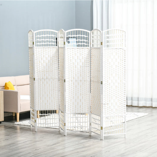 6 Panel Room Divider, 5.6 ft Tall, Folding Privacy Screen, White Room Dividers White at Gallery Canada