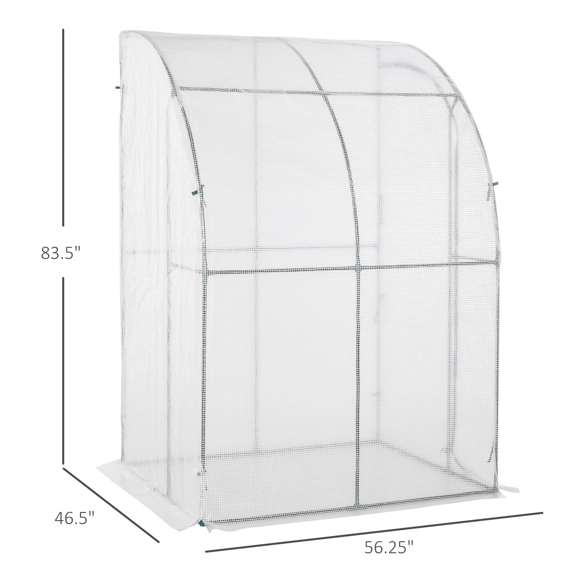 5' x 4' x 7' Outdoor Lean-to Walk-in Garden Greenhouse with Roll-Up Door Hot House for Plants Herbs Vegetables White at Gallery Canada
