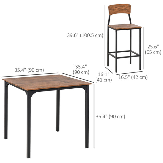 5-Piece Counter Height Bar Table and Chairs, Square Dining Table and Chairs Set for 4, Industrial Pub Table and Chairs - Gallery Canada