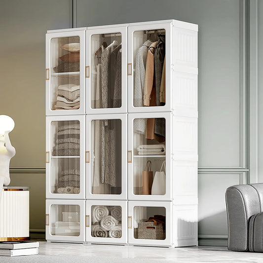 Portable Wardrobe Closet, Foldable Clothes Organizer, White Clothing Storage White, Clear Door at Gallery Canada