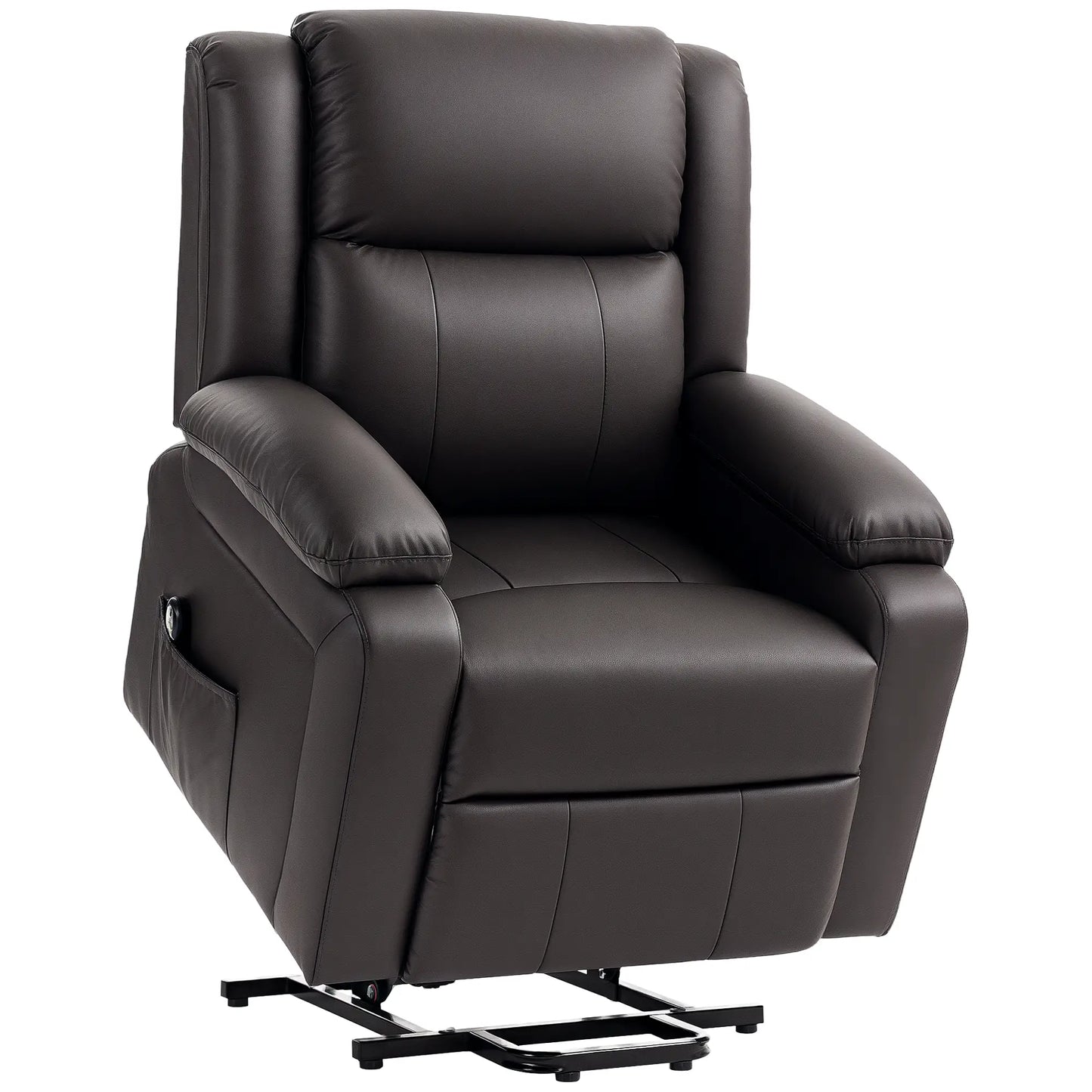 PU Leather Electric Recliner Chair, Remote, Side Pockets, Brown Electric Power Lift Chairs at Gallery Canada