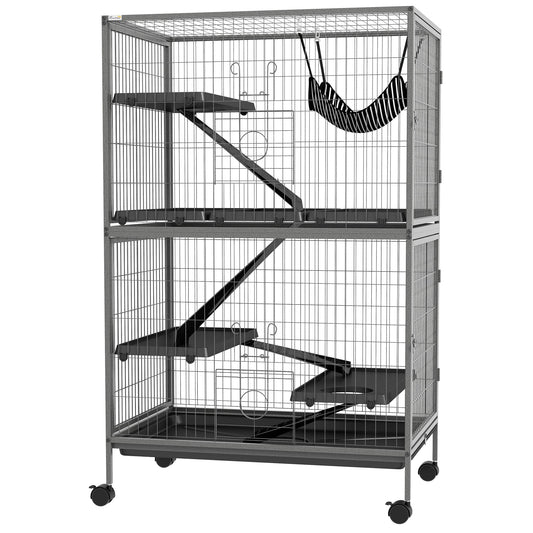 5-Tier Rolling Small Animal Cage, Deluxe Guinea Pig Cage, Ferret Cage for Mink Chinchilla Kitten Rabbit Grey - Gallery Canada