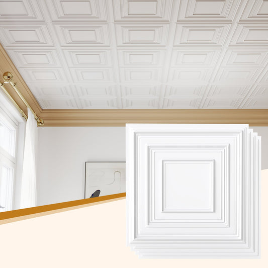 Drop Ceiling Tiles 24" x 24", PVC Panels 3D Patterns 12-Pack, White Decorative Accessories White at Gallery Canada