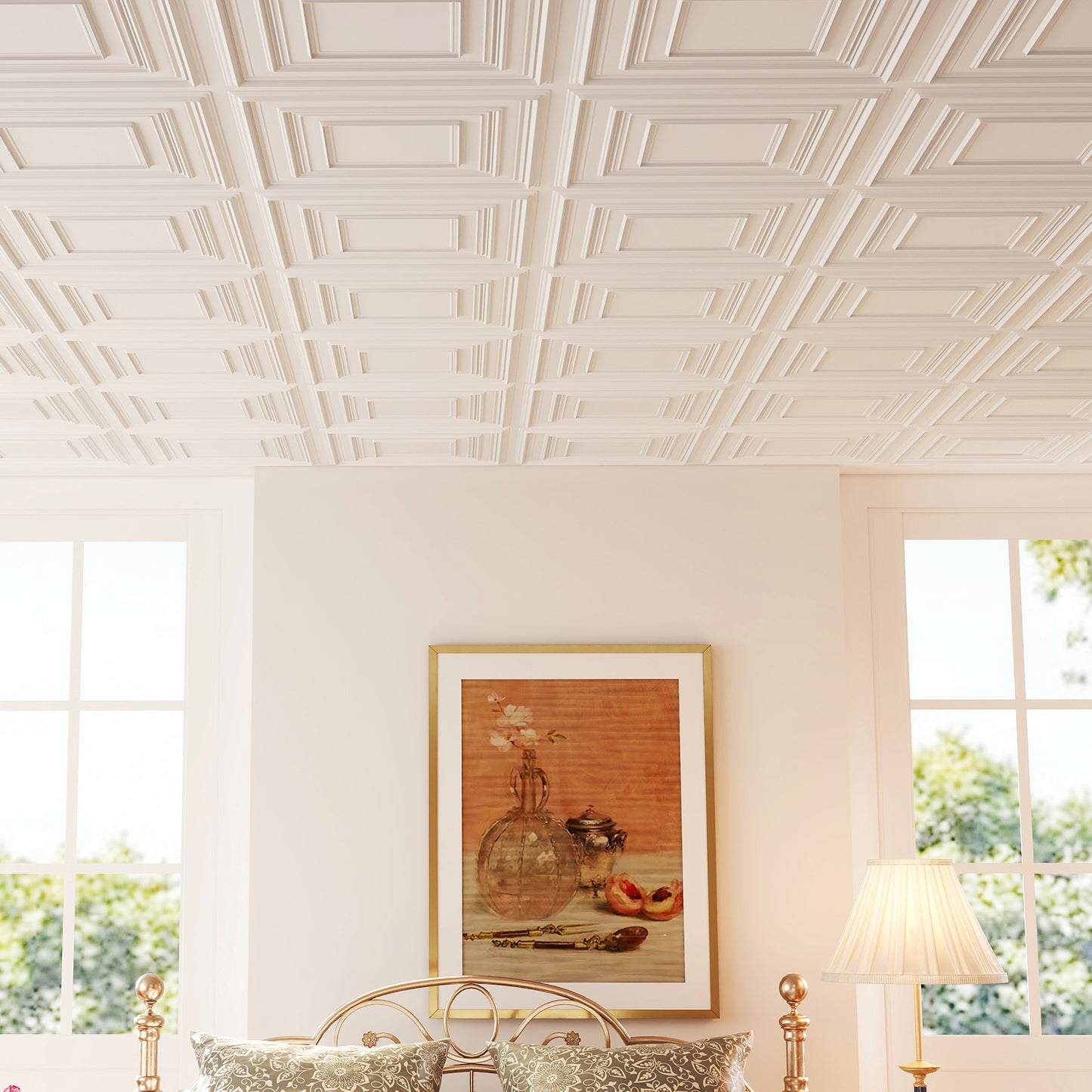 24" x 24" PVC Ceiling Tiles, 3D Decorative Patterns, 24-Pack, White Decorative Accessories at Gallery Canada