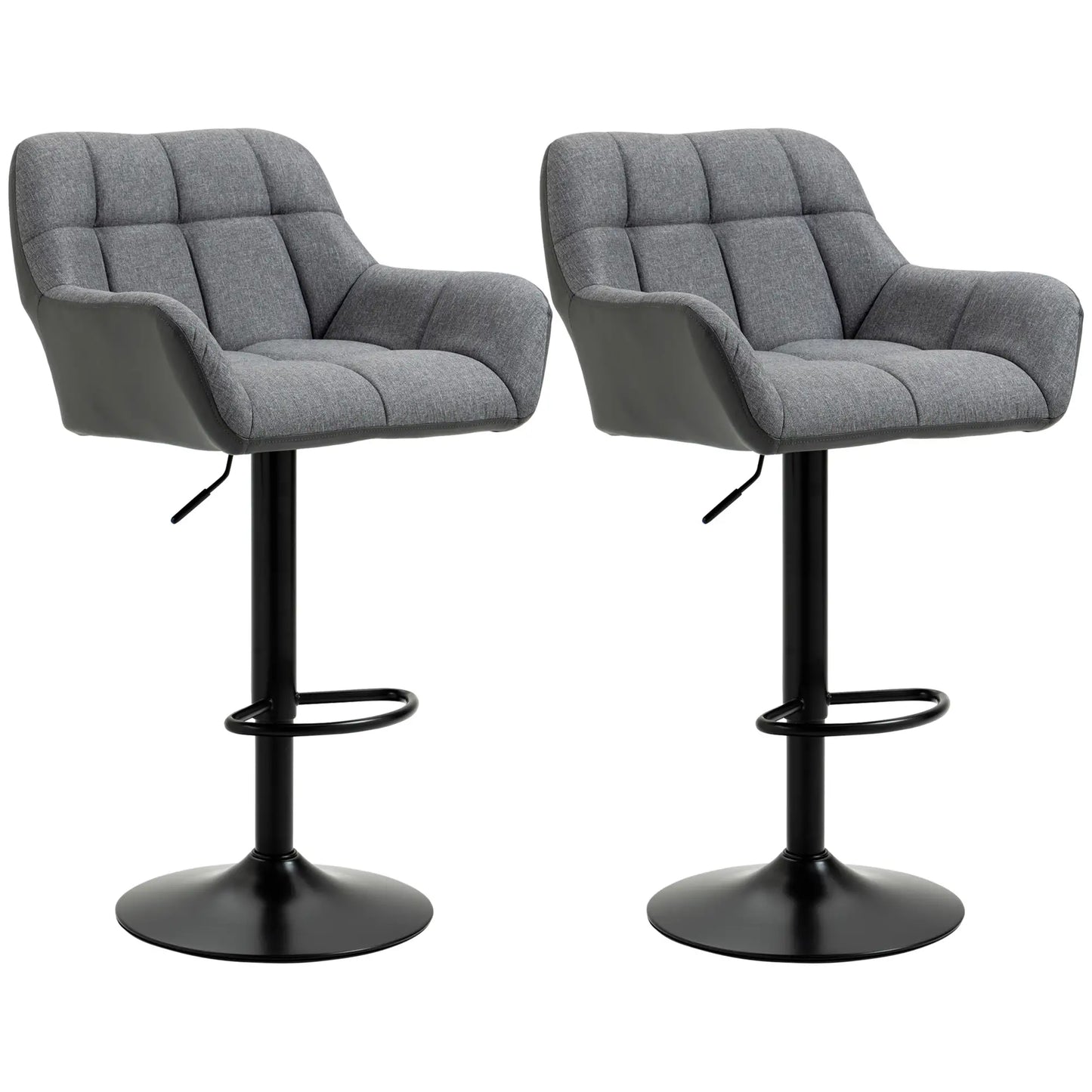Swivel Barstools Set of 2, Adjustable Height, PU Leather, Grey Bar Stools at Gallery Canada