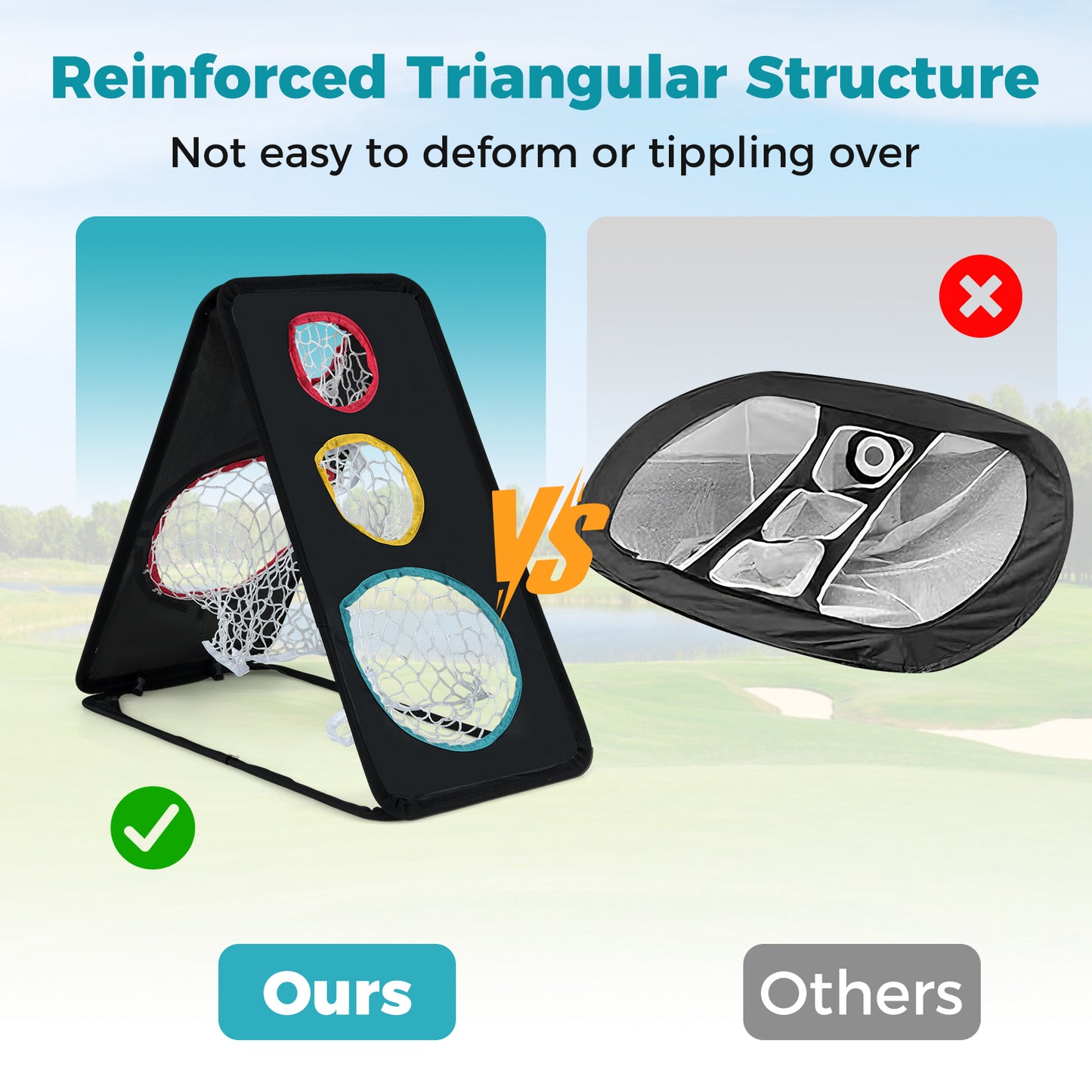 Dual-Sided Golf Chipping Net Triple Target Training System with 5 Target Holes Golf at Gallery Canada