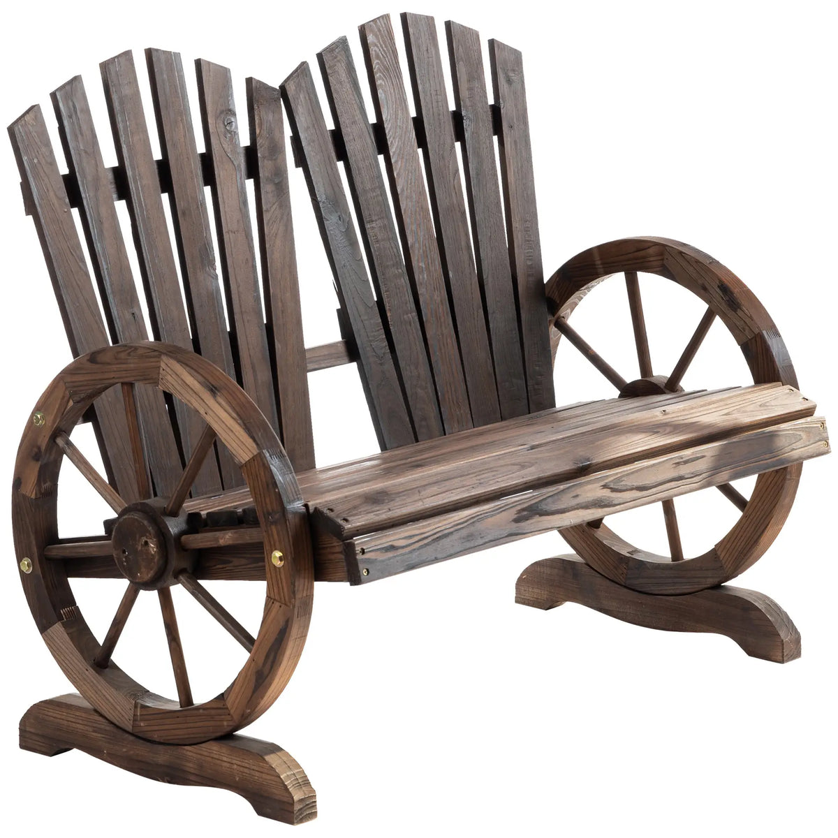 Outdoor Garden Bench, 2-Seat Wooden Patio Bench, Carbonized Outdoor Benches at Gallery Canada