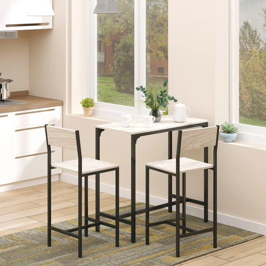 Industrial Bar Table Set, 3 Piece, 2 High Back Stools, Dining Set Bar Sets Black at Gallery Canada