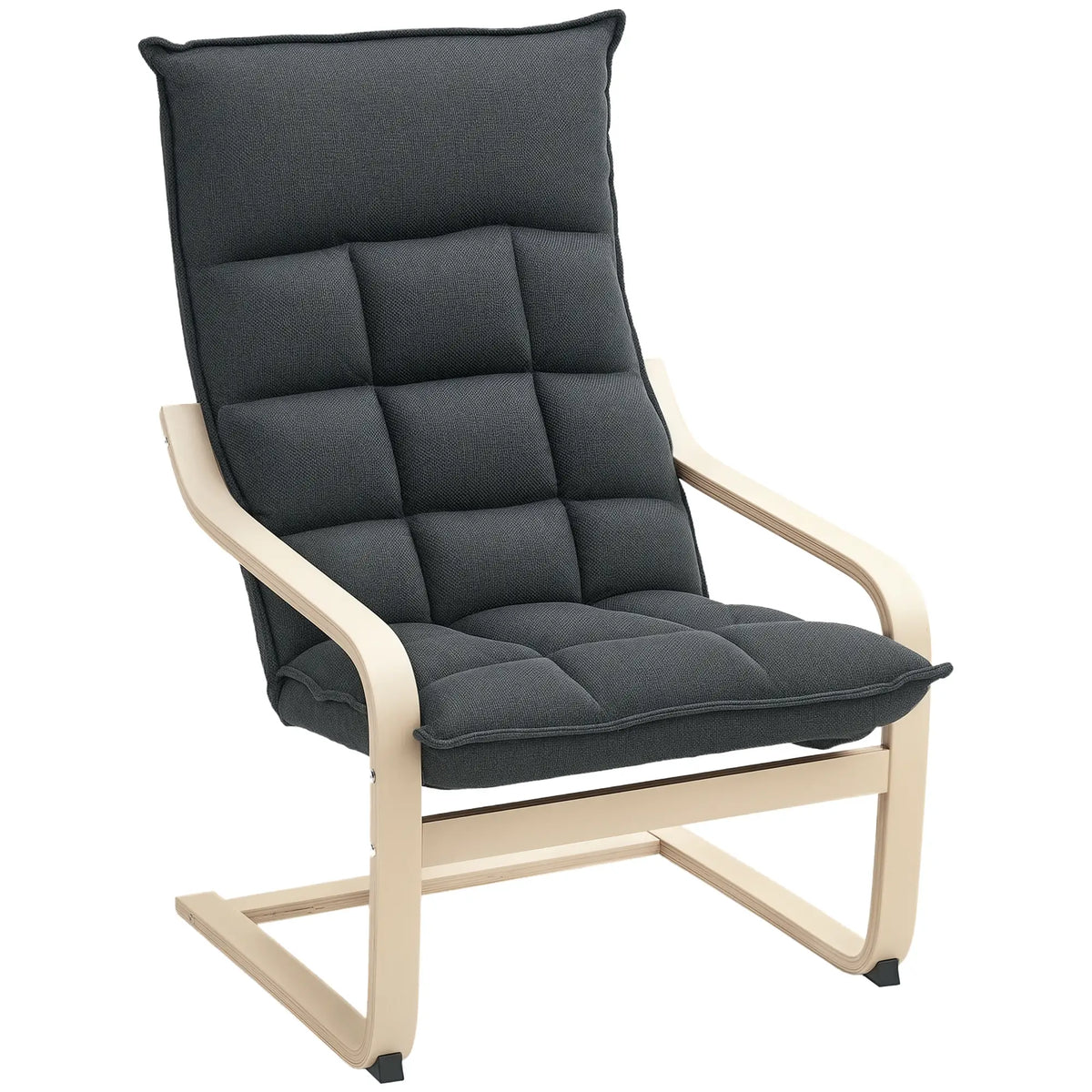 Modern Upholstered Armchair, Curved Leg, Living Room, Dark Grey Accent Chairs at Gallery Canada