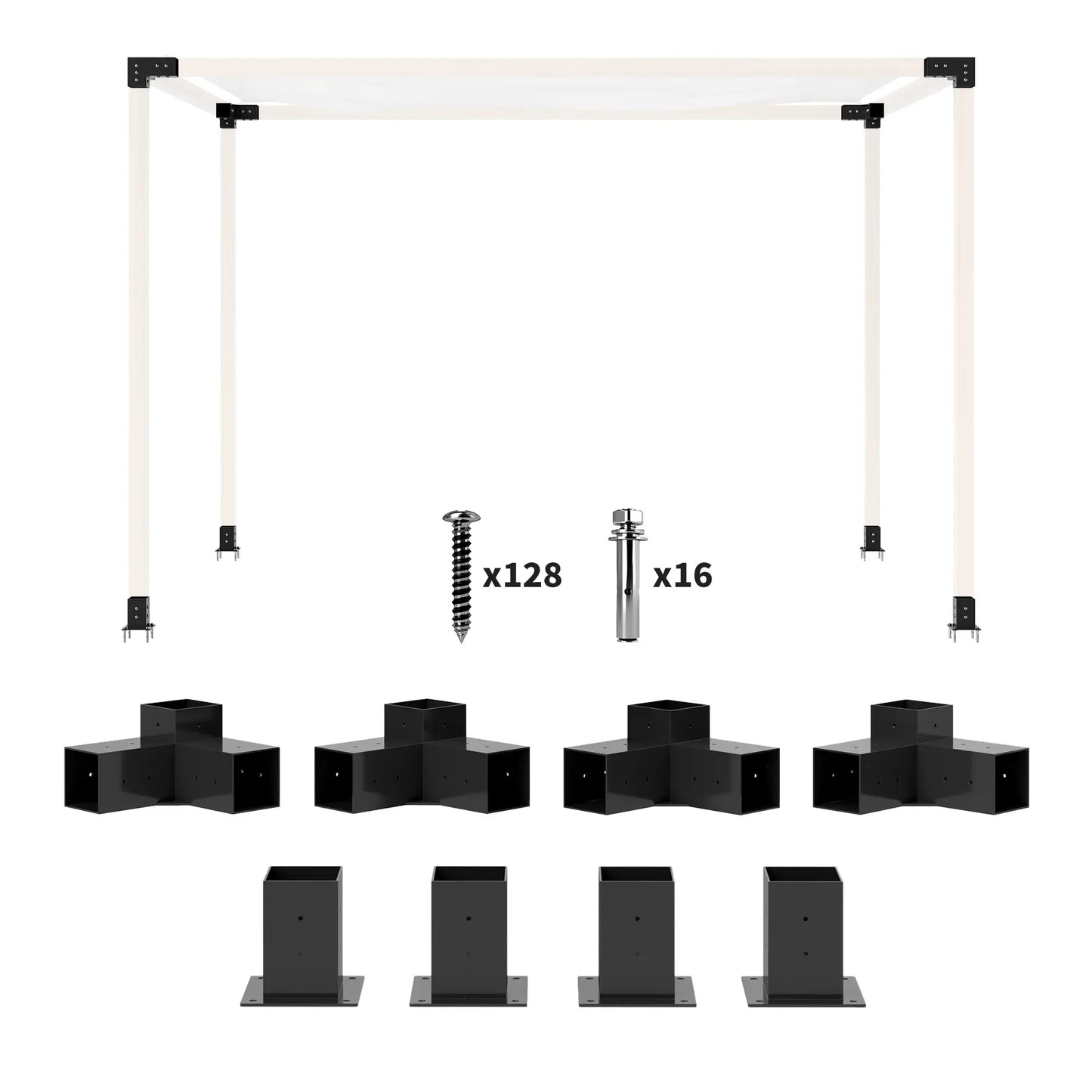 8PCS Pergola Kit, 3-Way & 4-Way Corner Brackets for 4"x4" Lumber Pergolas at Gallery Canada