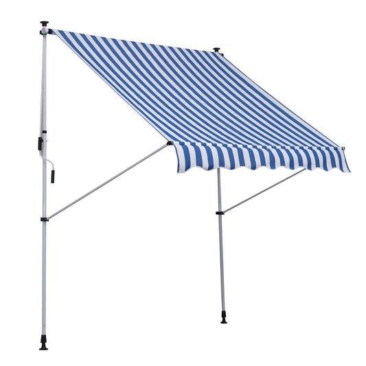6.6'x5' Manual Retractable Patio Awning Window Door Sun Shade Deck Canopy Shelter Water Resistant UV Protector Blue at Gallery Canada