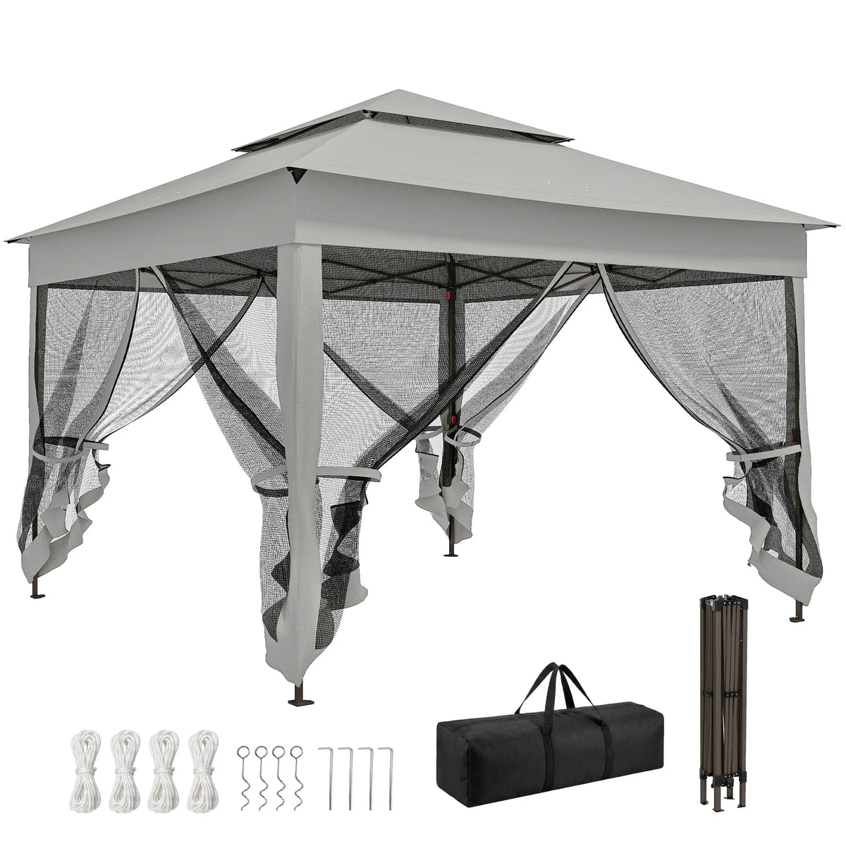 11' x 11' Pop Up Canopy Tent, Light Grey