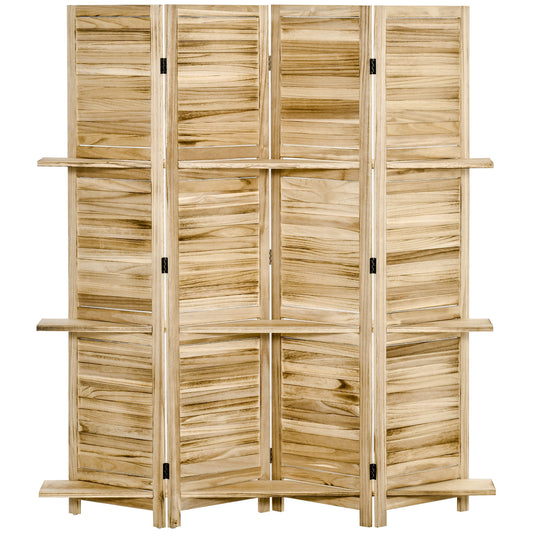 5.6' 4 Panel Room Divider, Folding Wall Divider, Indoor Privacy Screen for Home Office, Natural at Gallery Canada