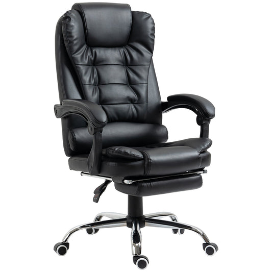 High Back Office Chair PU Leather Executive Office Chair with Retractable Footrest Padded Armrest Black at Gallery Canada