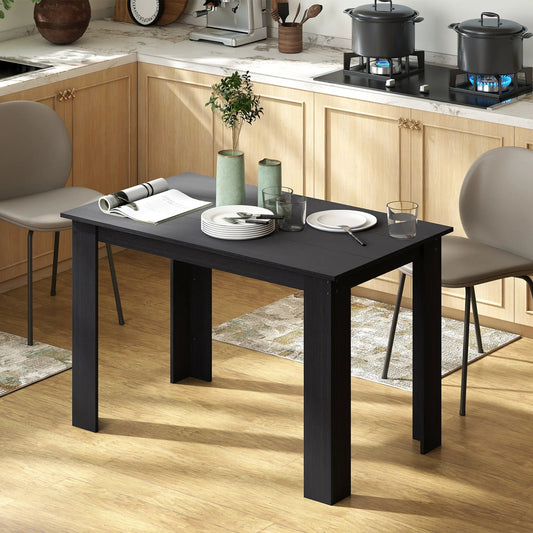 47" Kitchen Table for 4-6 People, Wood Effect, Black Dining Tables Black at Gallery Canada