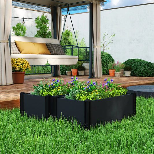 Vinyl Raised Garden Bed Kit, 2 Elevated Boxes, Open Bottom, Screwless Planter Wooden Planter Boxes Grey Wood Effect at Gallery Canada