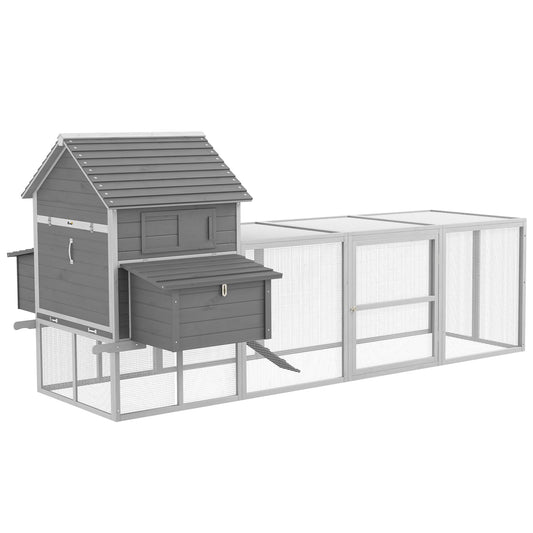 Wooden Chicken Coop with Nesting Boxes, Run, Doors, Tray, Ramp for 4-6 Chickens - Gallery Canada