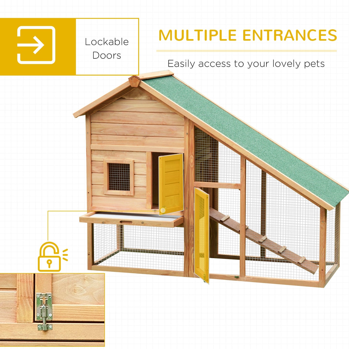 62x26x47 Inches Rabbit Hutch Chicken Coop Wooden Poultry Hen House Small Animal Pet Cage with Outdoor Run and Ramp at Gallery Canada