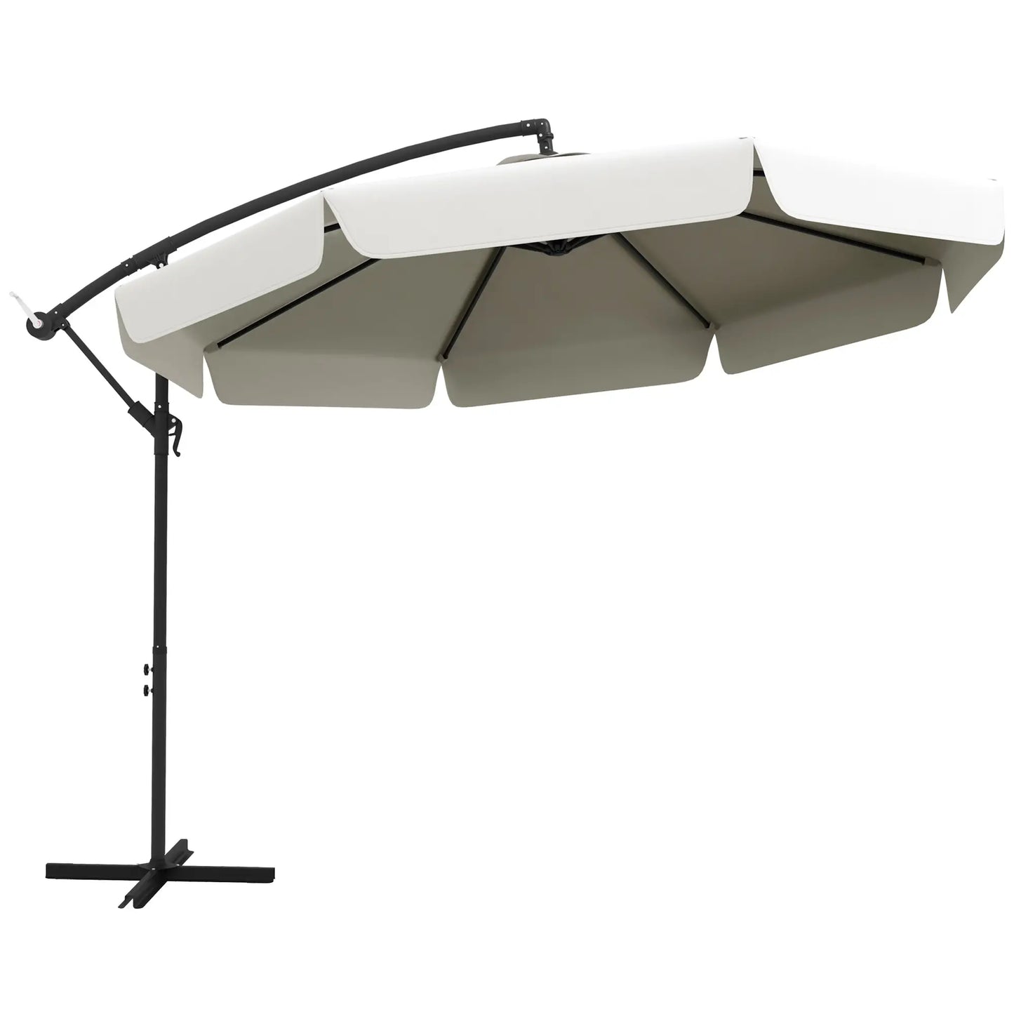 11 FT Cantilever Patio Umbrella, Cross Base, 8 Ribs, Cream White Offset Cantilever Umbrellas at Gallery Canada