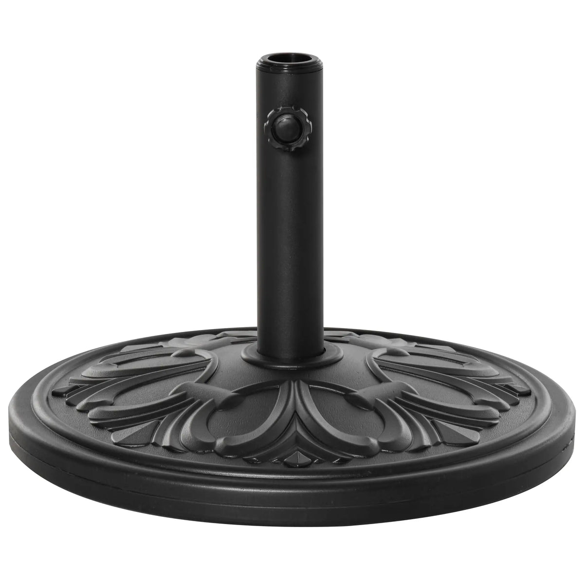 Cement Round Umbrella Base, 19" HDPE Parasol Stand, Black Umbrella Bases at Gallery Canada