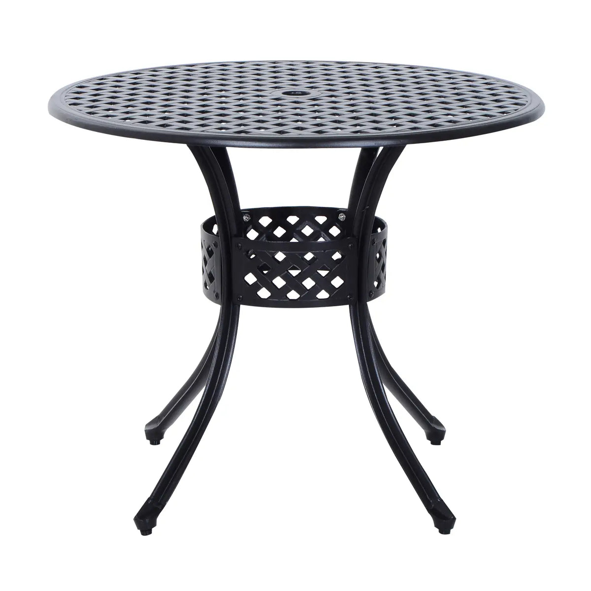33" Round Patio Dining Table, Cast Aluminum, Black Outdoor Dining Sets at Gallery Canada