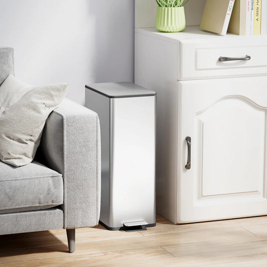 5.3 Gallon Stainless Steel Garbage Can, Soft-Close Lid, Foot Pedal, Silver Household Supplies Silver at Gallery Canada