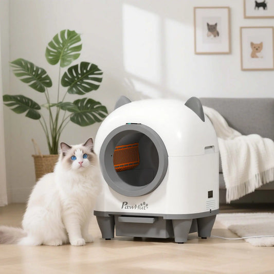 Automatic Cat Litter Box, App Control, Odor Isolation, Safety Protection Cat Litter Box Enclosures White, Grey at Gallery Canada