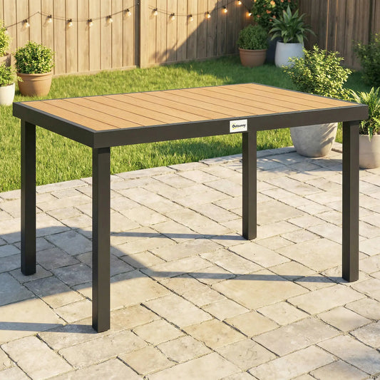 Aluminum Outdoor Dining Table for 6, 47.2" x 35.4" x 29.1", Natural Patio Dining Tables Natural, Black at Gallery Canada