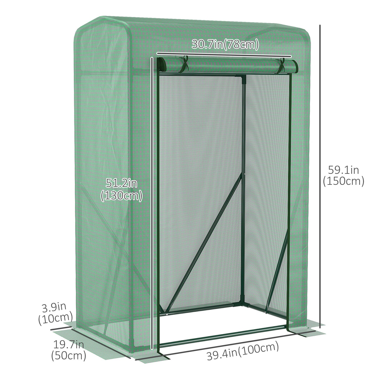 39" x 20" x 59" Outdoor Tomato Greenhouse with Zipper Roll-up Door, Mini Plant Growhouse Hot House with Steel Frame, PE Cover at Gallery Canada